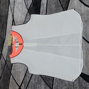 FREEWAY SHEER LACE ZIP BACK TRIM SLEEVELESS SHIRT